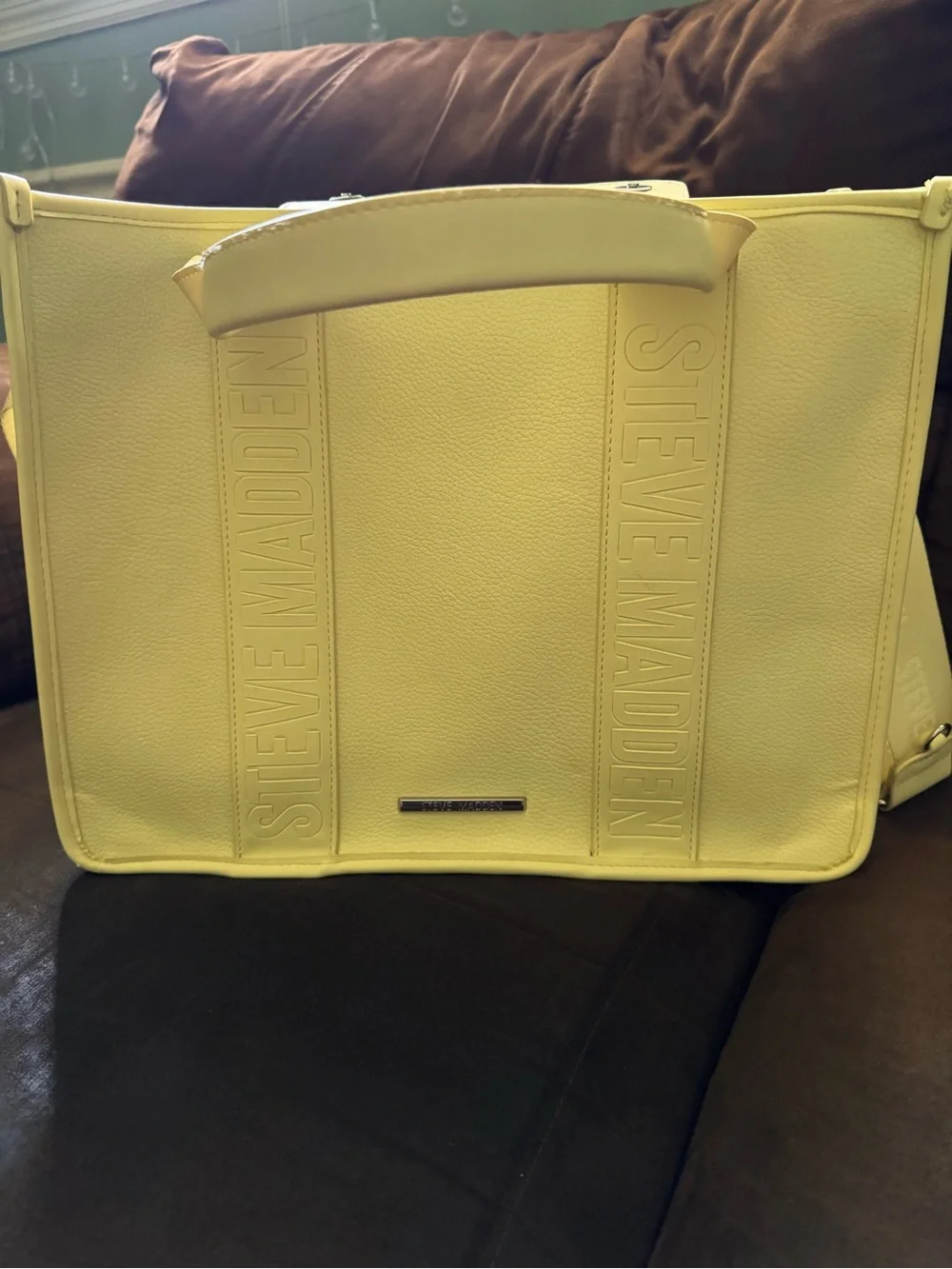 Steve Madden Lemon Yellow Logo Tote